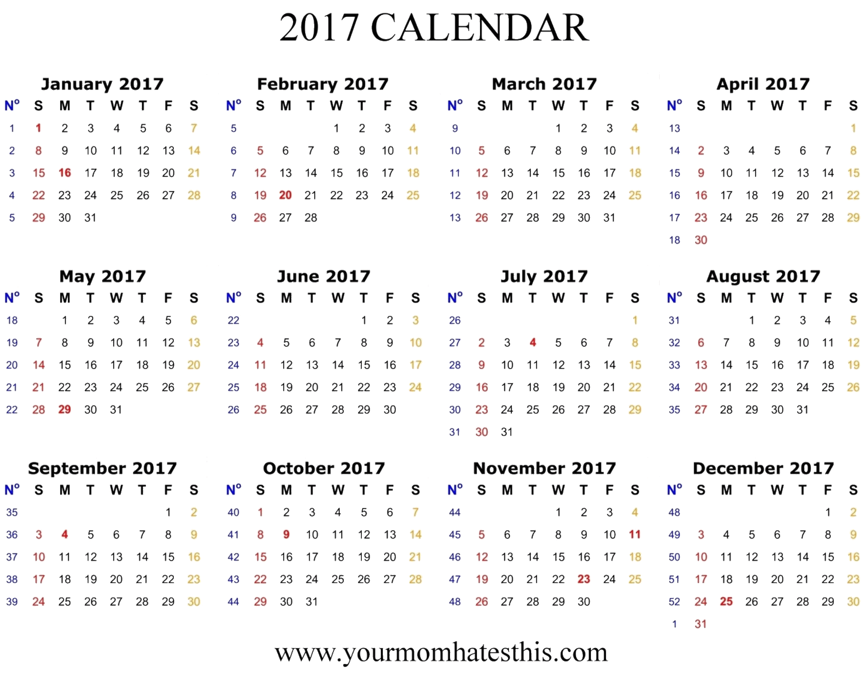 2017 calendar printable image 3664 transparentpng