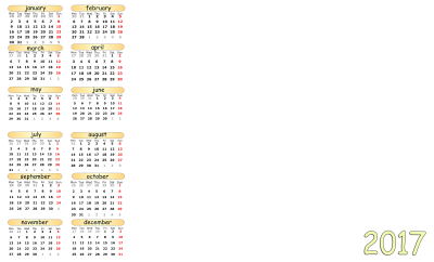 2017 Calendar Template English Png PNG Images