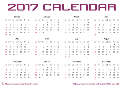 2017 Calendar Printable Png Pictures PNG Images