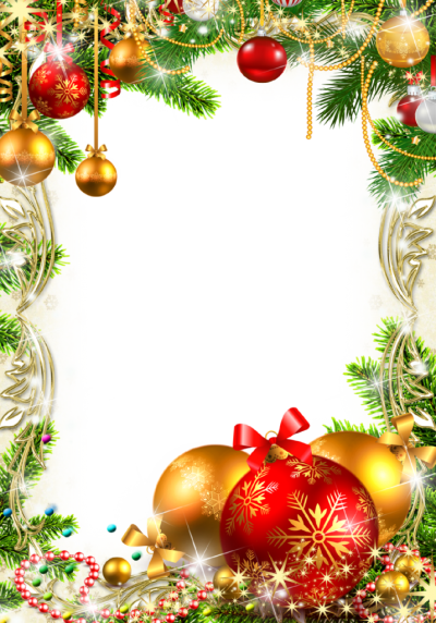 Glittery Christmas Decorations Photo Frame PNG Images