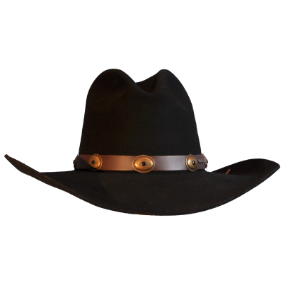Black Wool Felt Cowboy Hat With Leather Trim Png PNG Images
