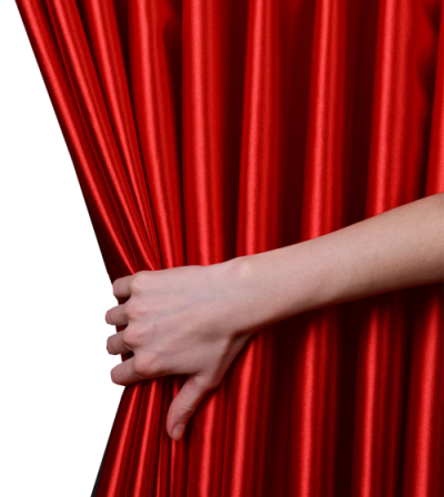 Hand And Red Curtains Png PNG Images