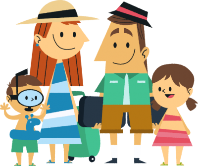Cartoon, Drawing, Going On Vacation Happy Family Png Hd PNG Images