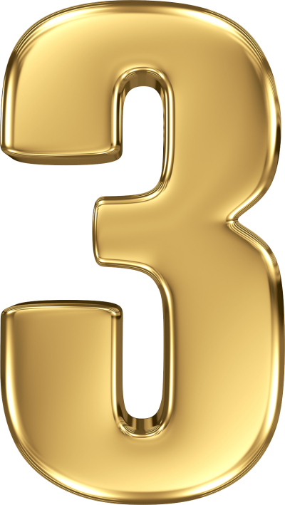 3 Golden Number Three Clipart Transparent Free PNG Images