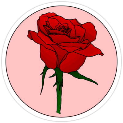Retro Pink Background Red Rose Sticker Free Transparent PNG Images