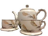 White Patterned Tea Set Picture PNG Images