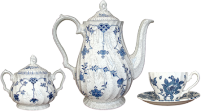 Blue And White Tea Set Transparent Background PNG Images