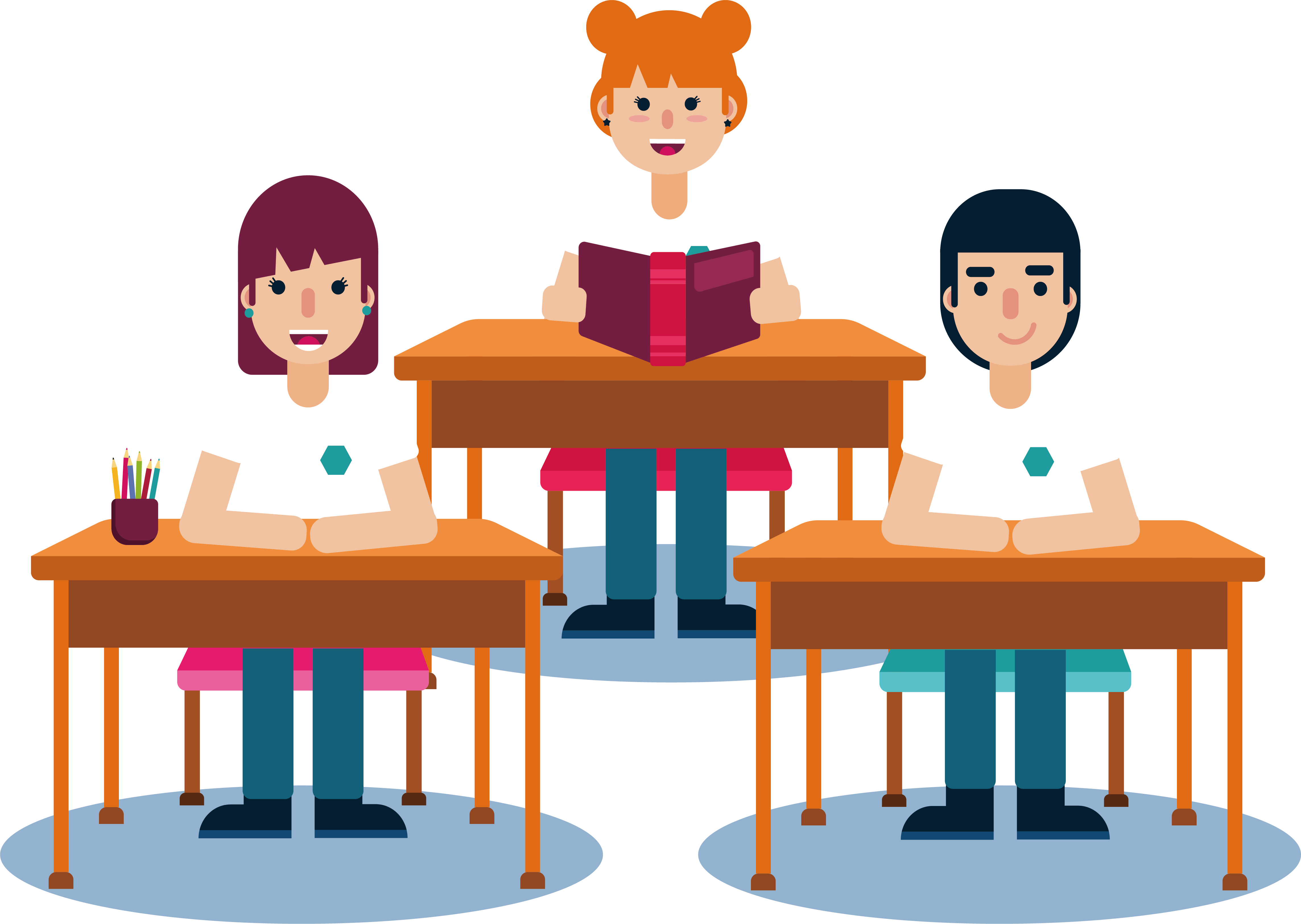 Illustration Diligent Students In Classroom PNG Transparent Background