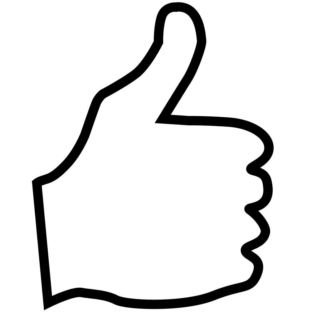 White Black Thumbs Up Graphics Free PNG Transparent Background