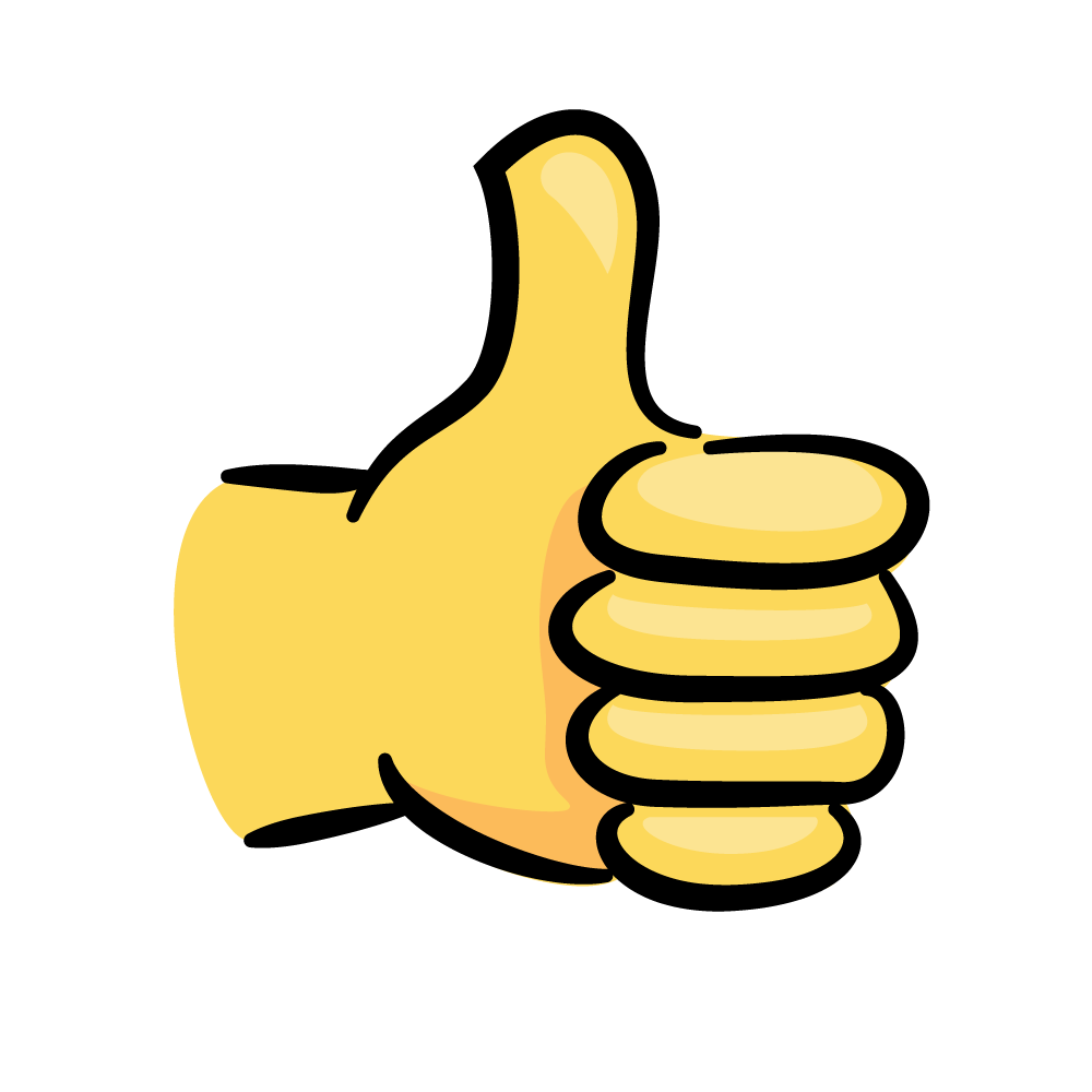 Yellow Cartoon Thumbs Up PNG Transparent Background 1000x1000px