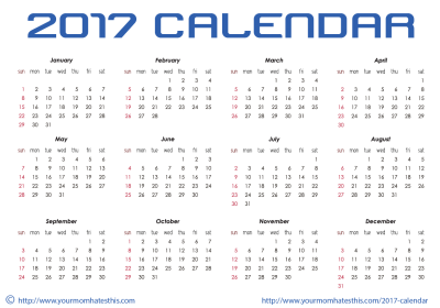 2017 Calendar Printable Image PNG Images
