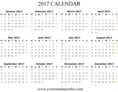 2017 Calendar Printable Photo PNG Images