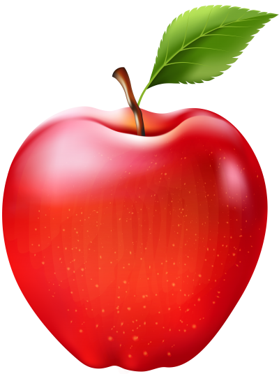 Digital Red Apple With Green Leaves Photos PNG Images