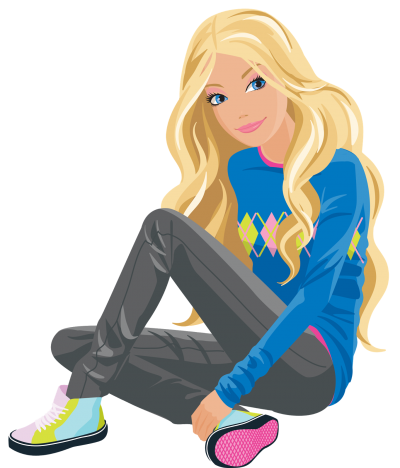 Barbie Girl Sitting Transparent Background PNG Images