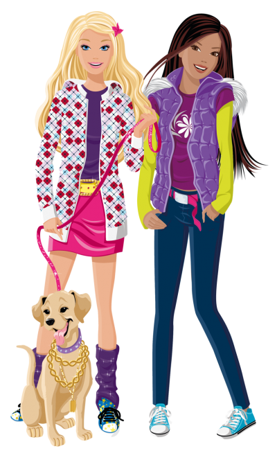 Barbie With Friend And Dog Transparent PNG Images