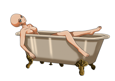Female in bath tub base png version