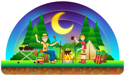 Cartoon Camping Transparent Backgrounds PNG Images