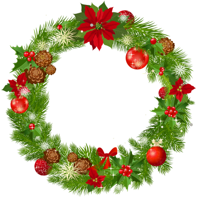 Fancy Christmas Wreath Illustration Clipart Icon PNG Images