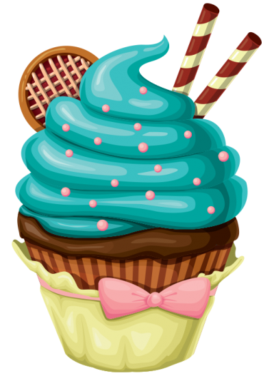 Blue With Drinks Cupcake Clipart Transparent Background PNG Images