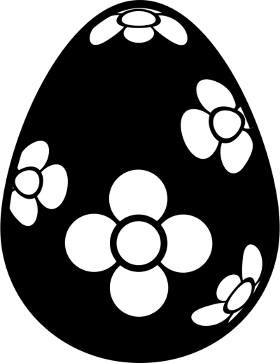 Black Floral Easter Egg Transparent Background PNG Images