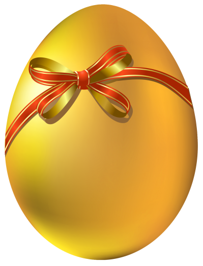 Golden Easter Egg With Red Ribbon Png PNG Images
