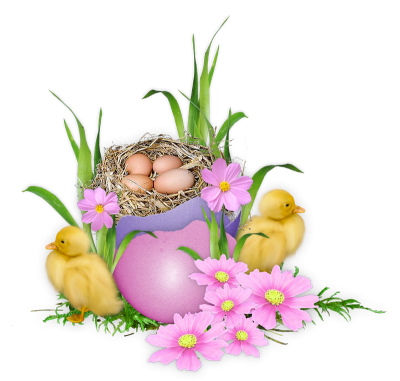 Flowers And Eggs Easter Png Free PNG Images