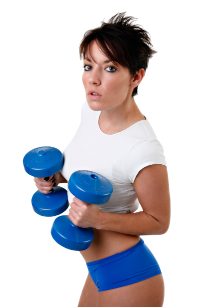 Fitness high quality png young woman exercises with dumbbell image