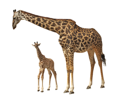 Baby And Mather Giraffe Transparent Background PNG Images