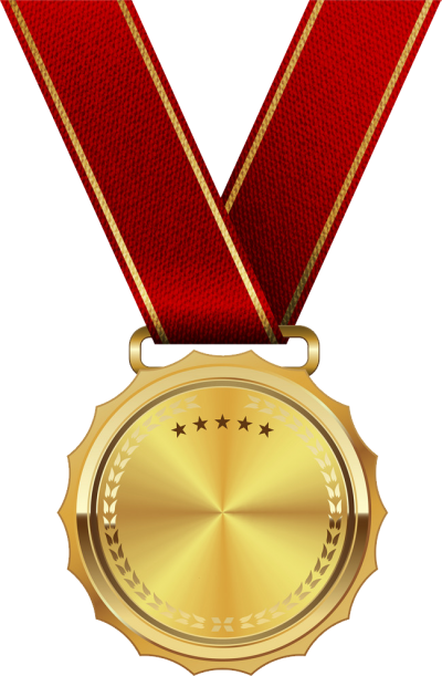 Red Ribbon Gold Five Star Medal Png Free PNG Images