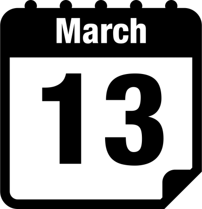 March 13 Black Calendar Day Png PNG Images