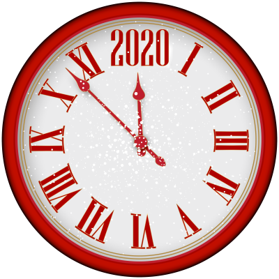 2020 Red New Year Clock Transparent Background PNG Images