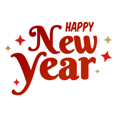 Red Happy New Year Lettering Transparent PNG Images