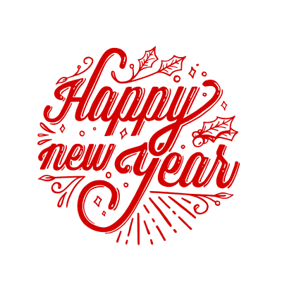 Red Happy New Year Typography Transparent Free PNG Images