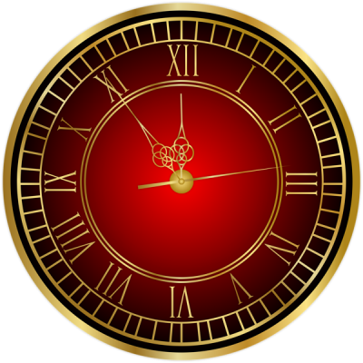 Red New Year Clock Png PNG Images