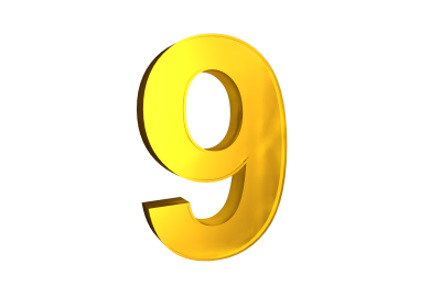 Number Nine Golden Clipart 9 Png PNG Images