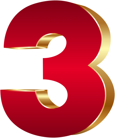 Three Red Number Transparent Background, 3 Png PNG Images