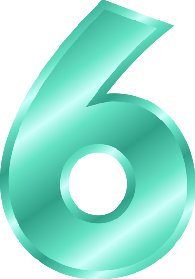 Turquoise Number Six, Numbers 6 Png PNG Images
