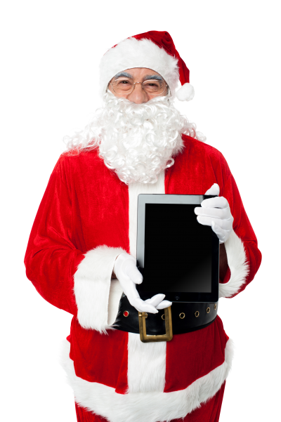 Real Santa Claus With ipad in Hand Png Transparent PNG Images