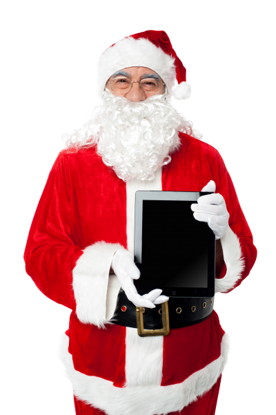 Real Santa Claus With Ipad In Hand Png Transparent PNG Images