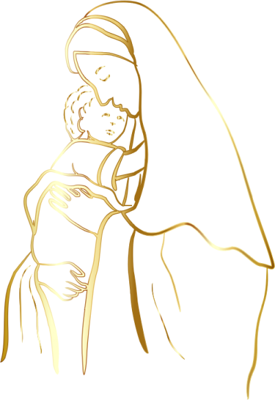 Gold virgin mary and baby jesus no pictures clipart ba background png
