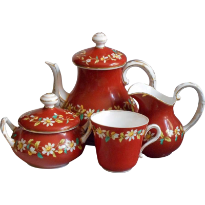 Red Tea Set HD Image PNG Images