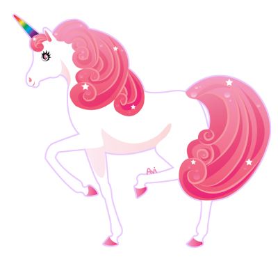 Walking unicorn hd clipart background with pink hair simple png