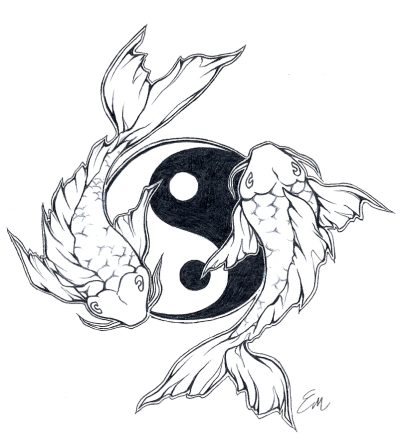 Yinyang Koi Fish Tattoo Design Images PNG Images